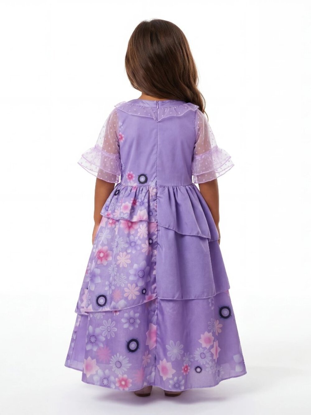 Girls Isabela Encanto Costume Dress Purple Lavender Floral Tiered Ruffle - Picture 2 of 2